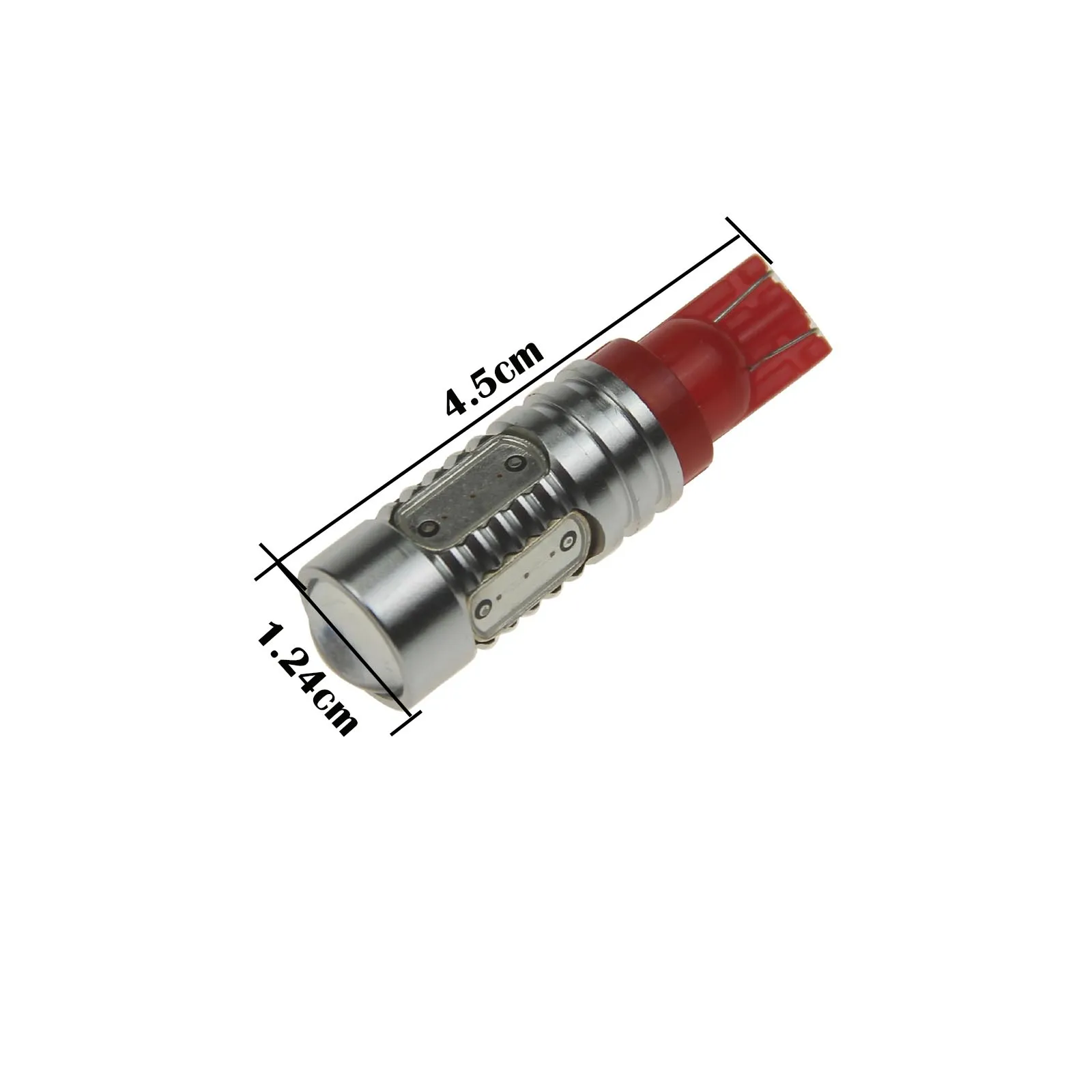 1x Red RV T10 W5W Corner Light Reading Bulb Lens High Power 5 Emitters COB SMD LED 1252 2450 2652 A077