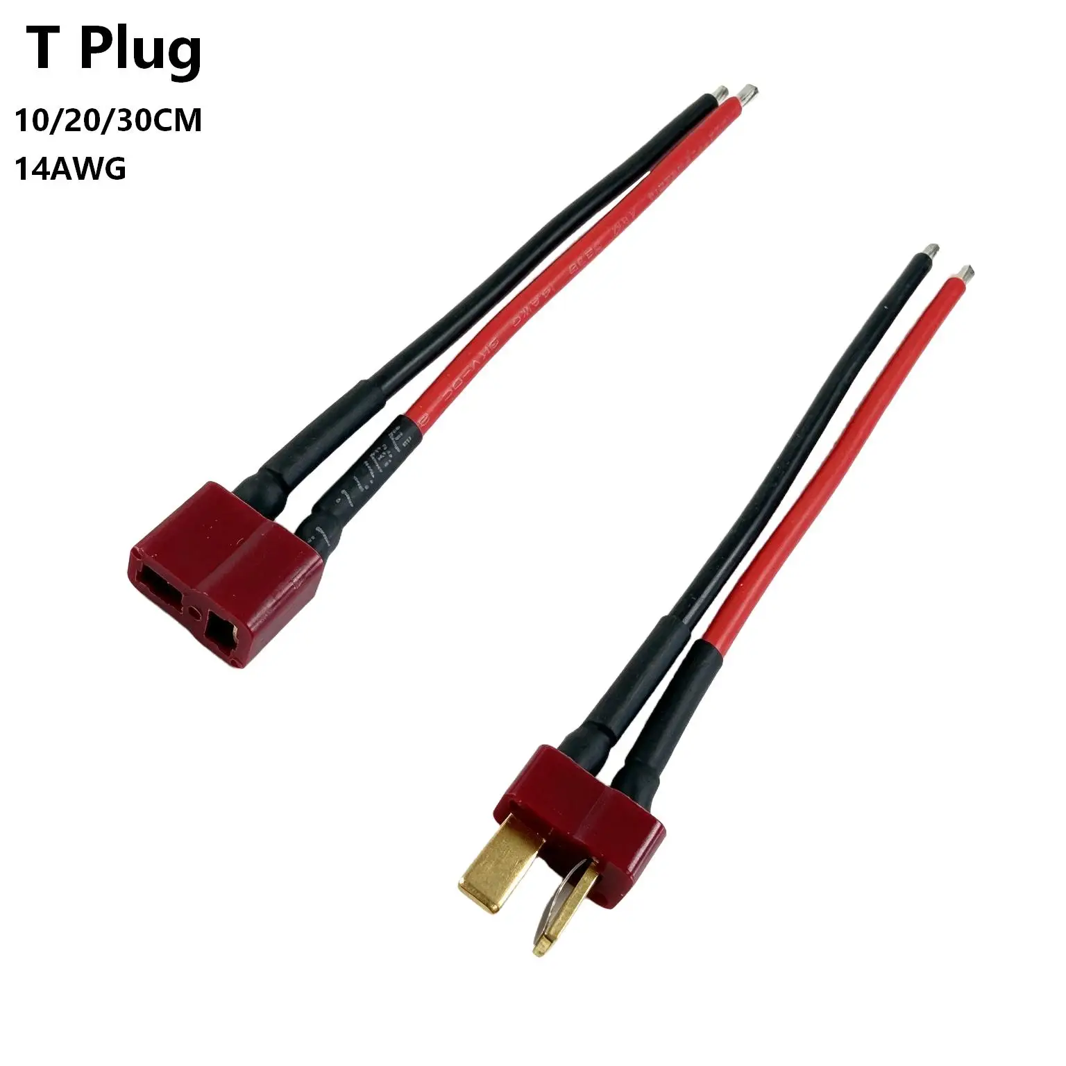 T Plug Male and Female Connector with 10/20/30CM 14AWG Wire Cable for RC Quadcopter Fixed-Wing FPV Drone Lipo Charger