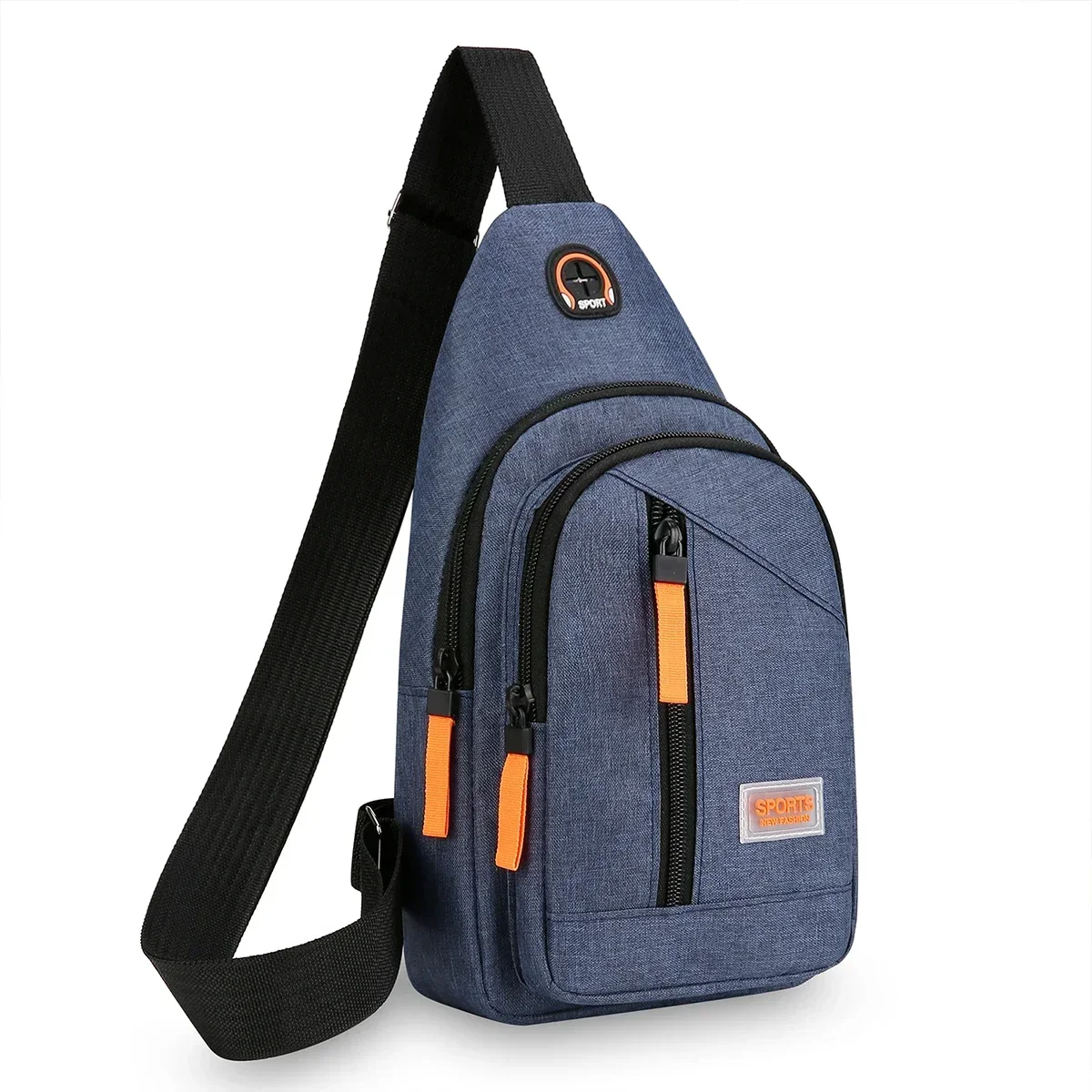 

Lightweight Oxford Chest Bag Casual Sporty Headphone Port MultiPocket Design Adjustable Strap ShoulderBag Daily Travel Essential