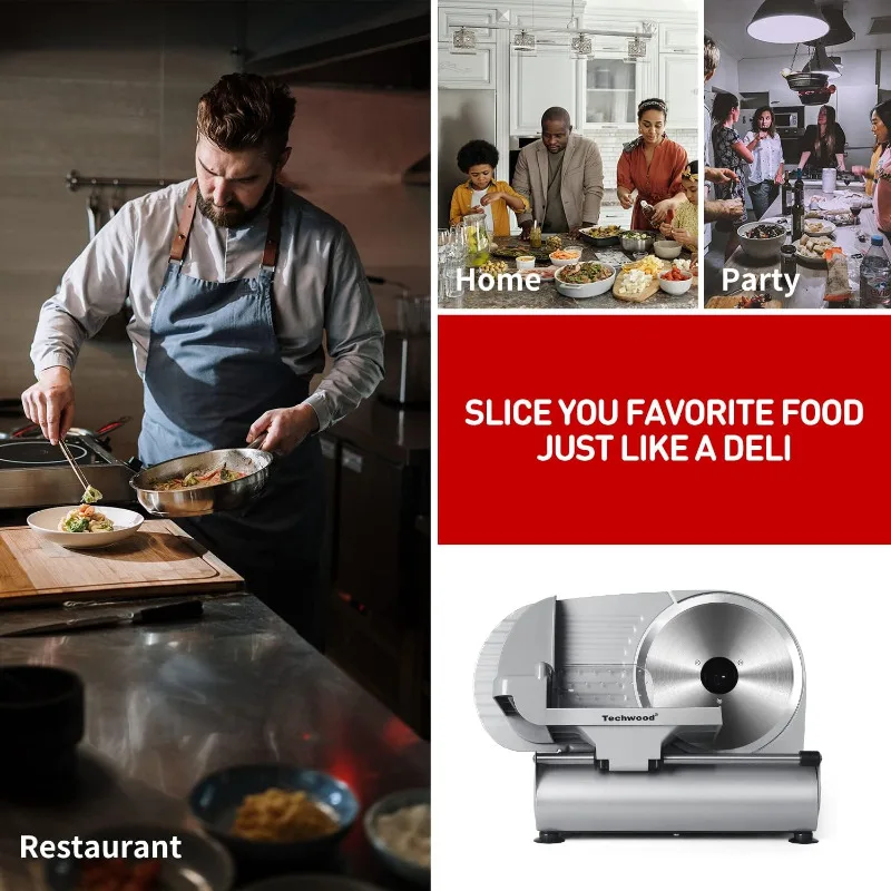 قطاعة طعام كهربائية من Deil بشفرة من الفولاذ المقاوم للصدأ ، قطاعة لحم Techwood ، قطاعة جبن لذيذة ، قطاعة خضروات فواكه وخبز ، 9 بوصة