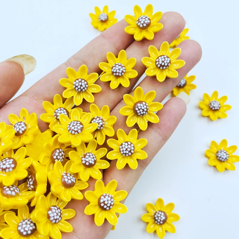 10PCS Resin Mixed Kawaii 20mm Sunflowers, Chrysanthemums Flatback Cabochon Scrapbook DIY Decor Home Figurine Crafts J33
