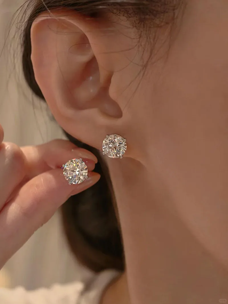 14K White Gold IGI Diamond Engagement Earrings VS1 DE Round Cut 1ct Each 2 Ct Lab Created CVD Hpht Sparkling