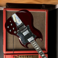 Free Shipping Cherry Red SGS Electric Guitar Inlay Tuilp Tuners Mahogany Body Electric Guitar Gift Merry Christmas