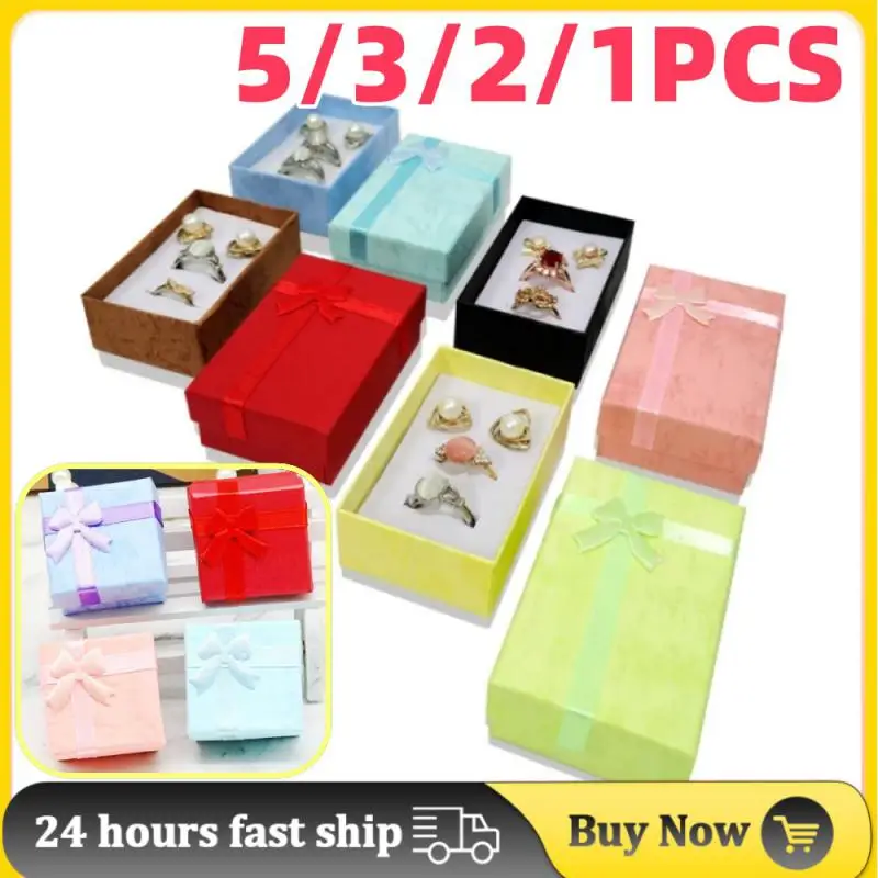 5/3/2/1pcs High Quality Paper Ring Necklace Set Jewelry Necklace Earrings Rectangular Package Gift Box 5*8*2.5cm Christmas Box