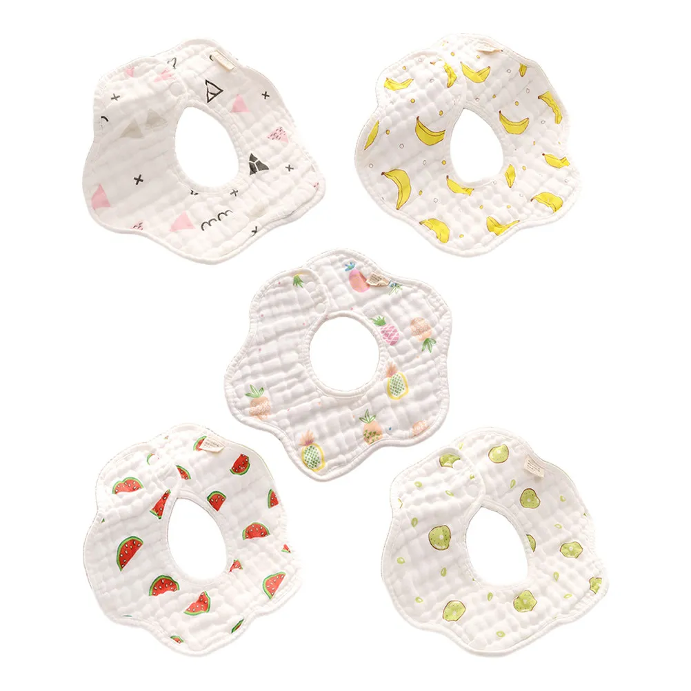 

5pcs Cotton Drool Bibs For Babies Newborn Infants Lightweight Washable Feeding Bib Small Towel For Drooling Saliva Lunch Feeding