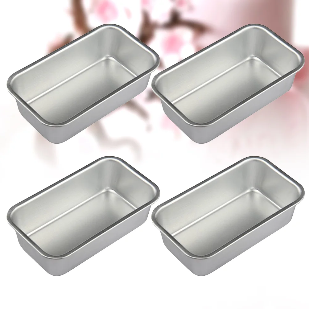 

4pcs Non-stick Baking Plate Tray Toast Mould Household Baking Gadget Bread Baking Tray for Home Kitchen Restaurant (Silver)