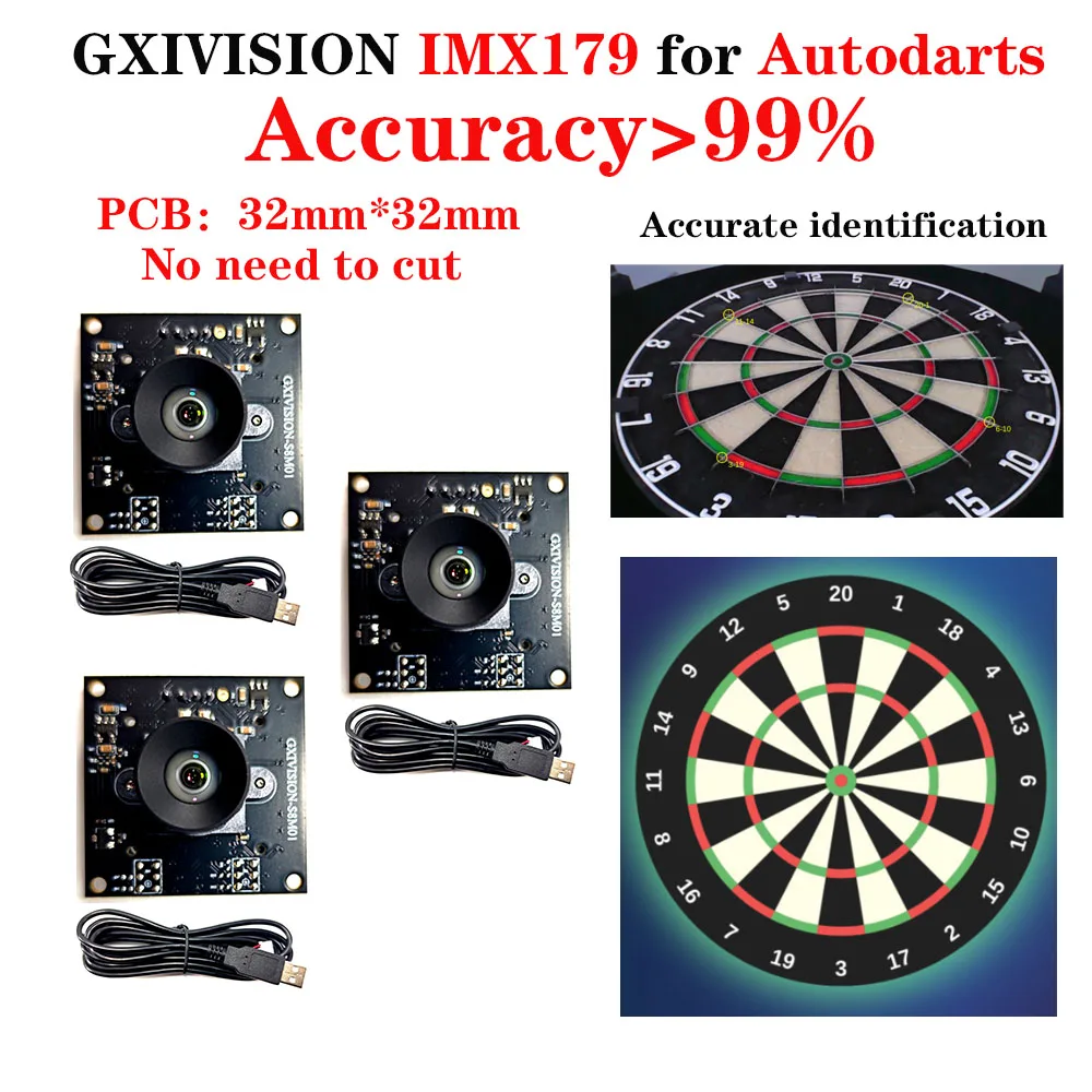 

Autodarts GXIVISION IMX179 100 degree 8MP camera module Accuracy higher than 99% for Autodarts io Scoring System