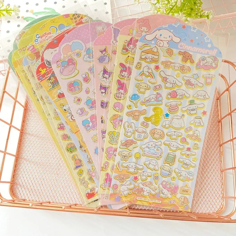 New Sanrio Cute Melody Corner Gemini Sticker Cartoon Hello Kitty Gold Stamping Sticker Sticker Decorative  wholesale