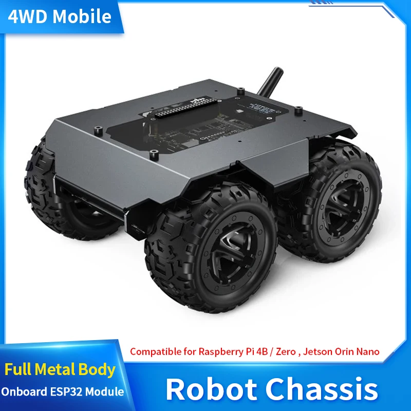 WAVE ROVER 4WD Mobile Robot Chassis Flexible Expandable Onboard ESP32 Module for Raspberry Pi 4B Zero Jetson Orin Nano