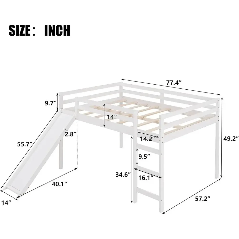 Upscale Slide-Equipped Bunk Beds, Ladder Accessible, Suitable for Kids, Unisex White