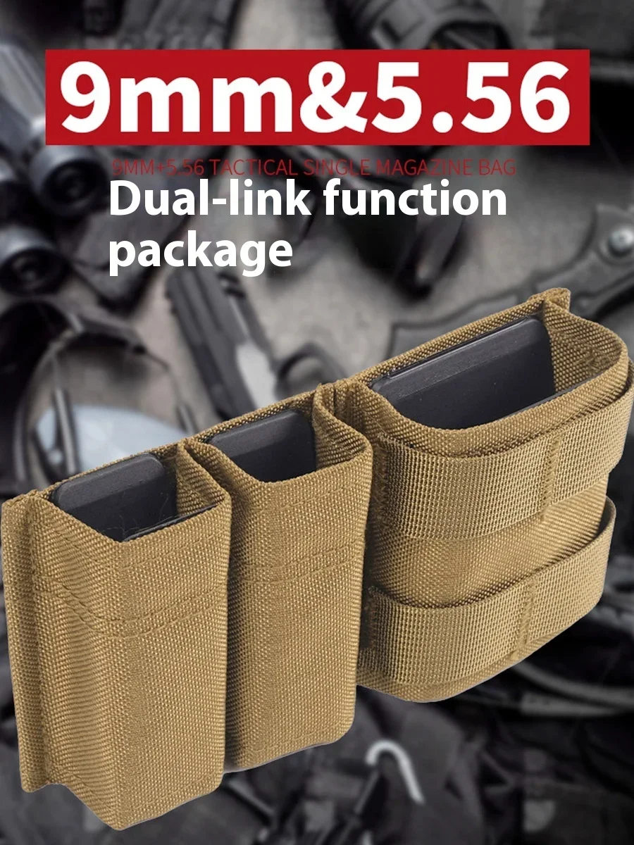 

FAST 5.56 & Double 9mm Magazine Pouch Tactical Airsoft Pistol Mag Molle Accessory Bag Hunting Paintball