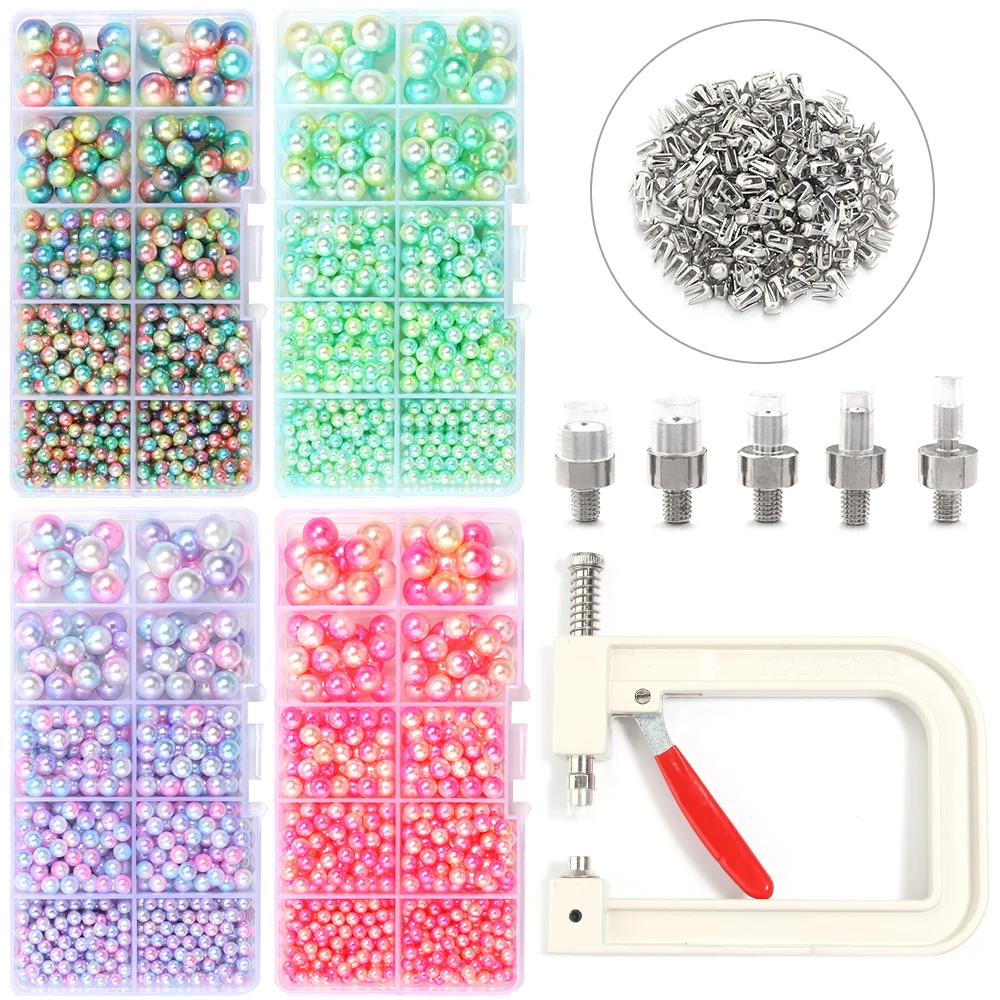 1 Box ABS Non Porous Multi-Color Imitation Pearl Ten Box Set Plastic Round Loose Spacer Beads For DIY Jewelry Making Accessories