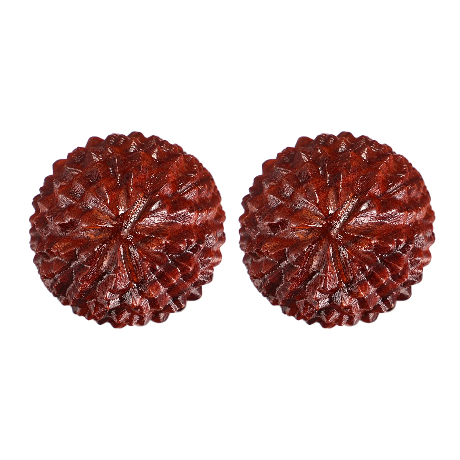 

2 Pcs Carving Crafts Litchi Ornament Desktop Decoration Handheld Massage Bal Ball Toy Accessories Chinese Wenwan Wooden Rosewood