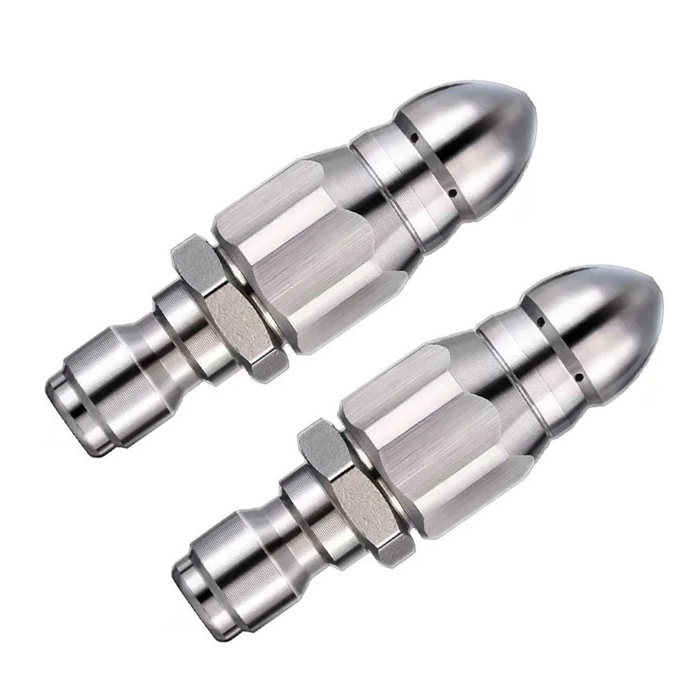 For High Pressure Sewer Nozzle 1/4 Inch Quick Connect with Multi Directional Jet Design for Grease and Clog Removal