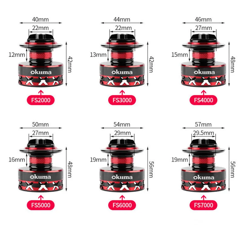 okuma FS2000-7000 Series Spinning Reels Max Drag 12kg Red Black EVA Knob Metal Spool Reel Fishing Reel for Saltwater Fishing