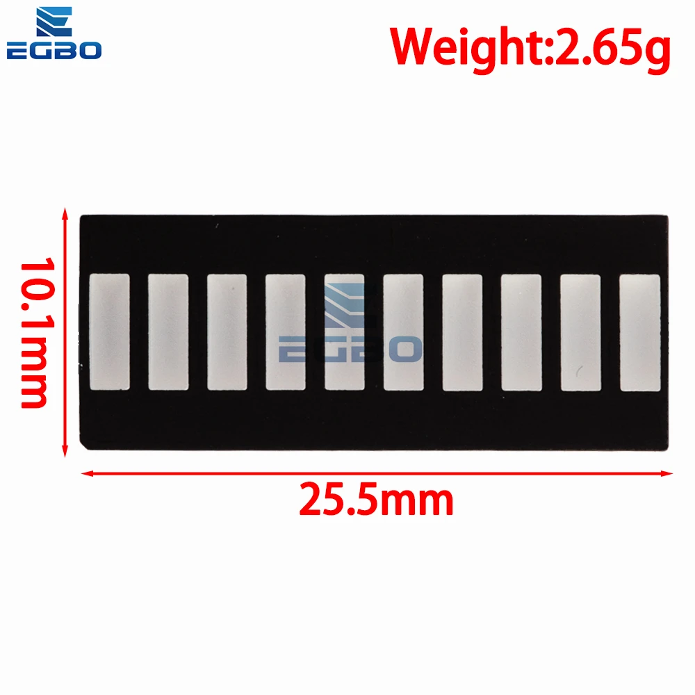 1~10PCS EGBO 10grid digital segment LED light bar super bright 2 red+3 yellow+4 green+1 blue light flat tube B10BRYGB