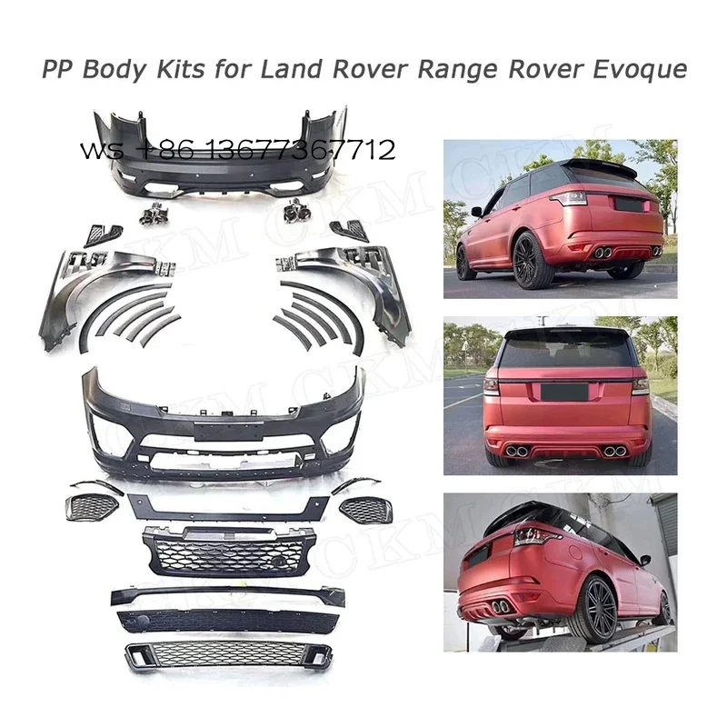 

Factory hot salesPP Body Kits for Range Rover Evoque Sport to S Style Front Grills Rear Bumper With Exhaust Tips