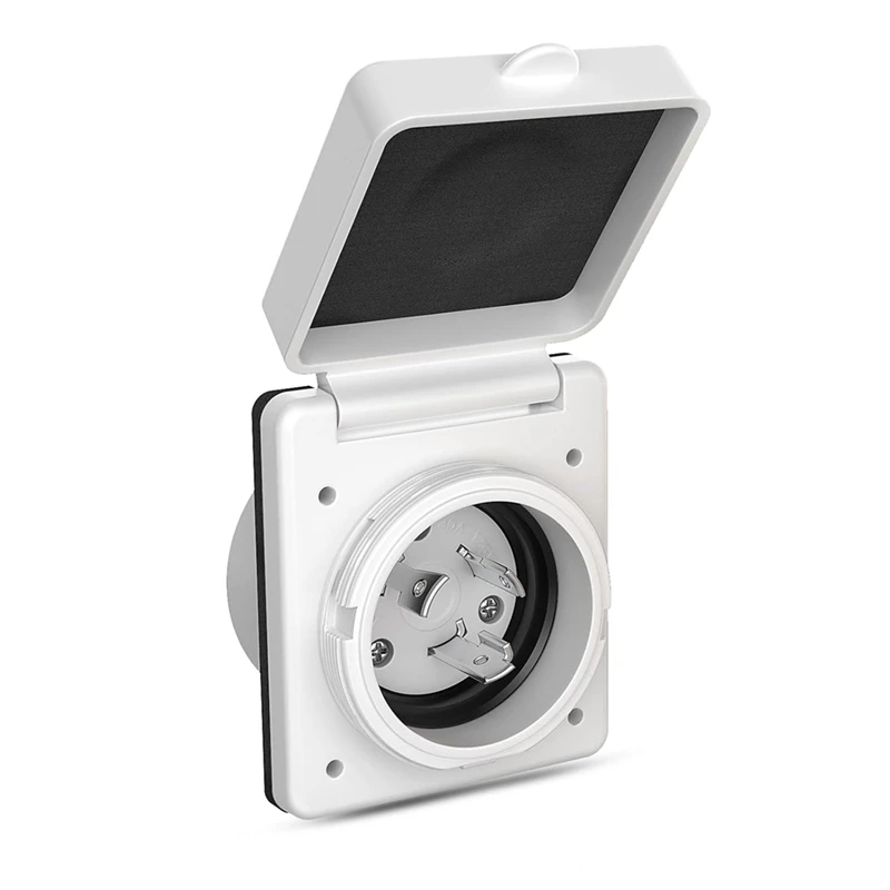 RV Plug Twist Lock Inlet,Shore Power Inlet Plug 125V/250V RV Power Receptacle For Marine Boat Trailer Campershed-A38G