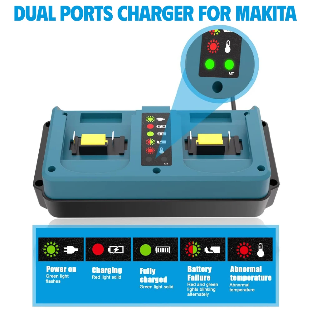 Power Tools Parts For Makita 18V Lithium Battery Case BL1815 BL1820 BL1830 BL1850 Dual Ports Fast Charger DC18RC DC18RD DC18RF