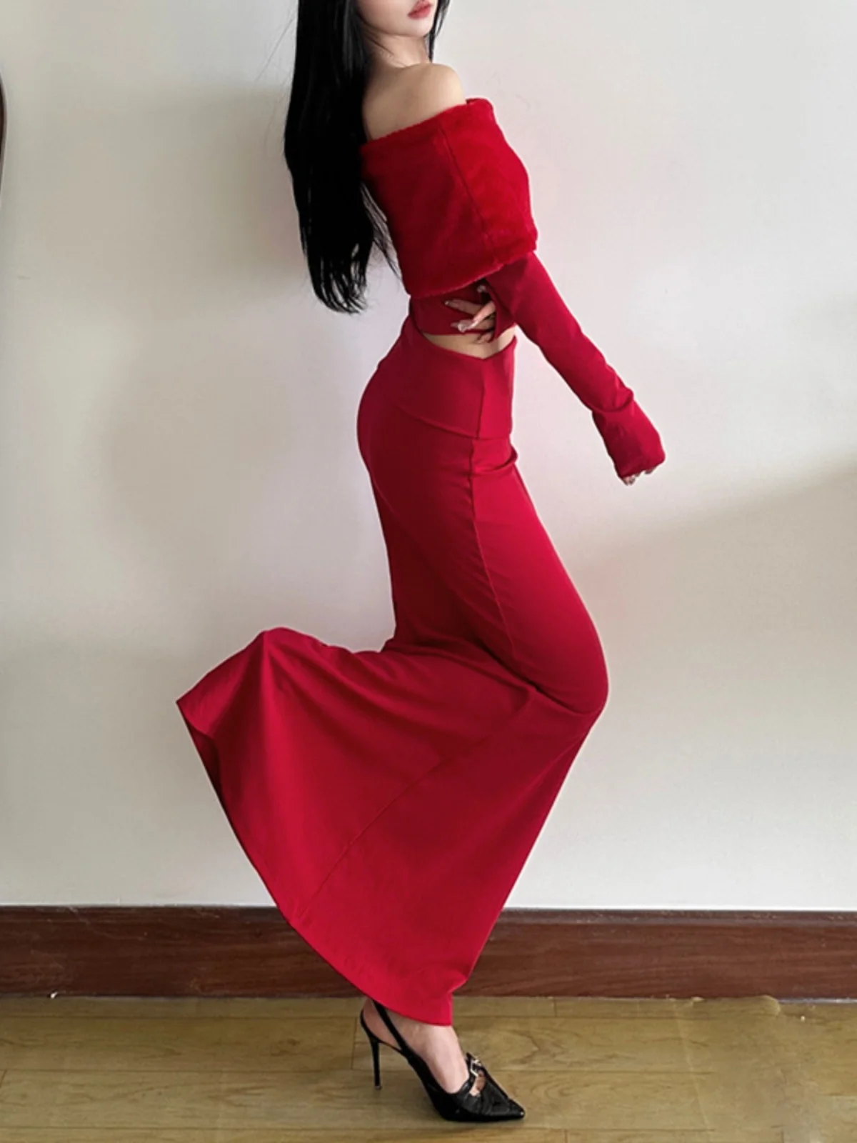 مجموعة تنورة نسائية كاجوال عالية الخصر، مجموعة تنورة ضيقة قابلة للتنظيف، مجموعة خريف طويلة Sve، ملابس ترفيهية مريحة