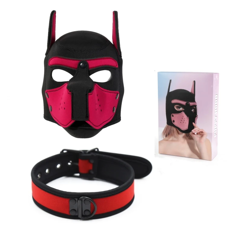 Large Size Green Puppy Cosplay Costume Dog Full Head Hood Mask Sponge Padded Rubber Roleplay Fetish Accessory for Party Game