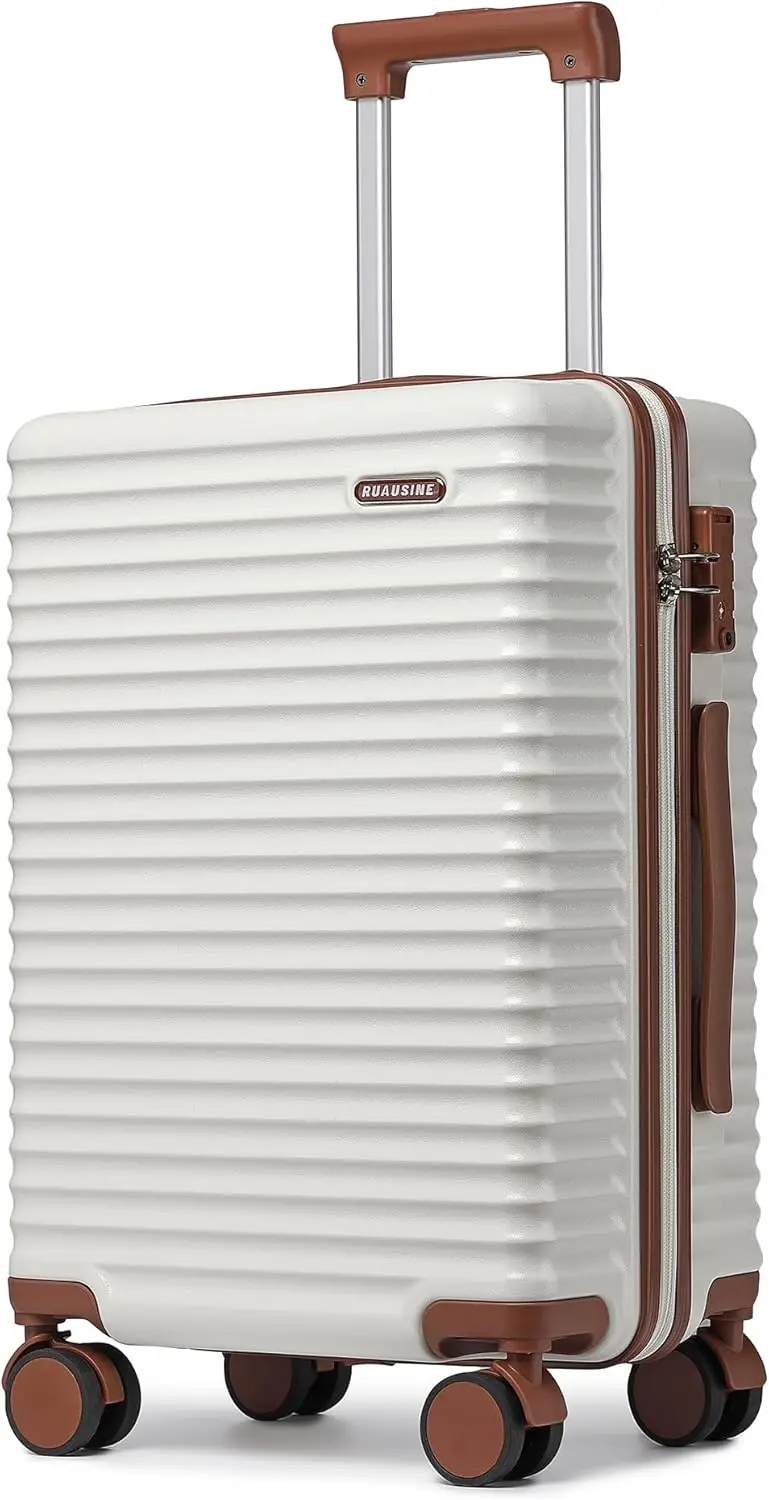 

20-дюймовый чемодан для ручной клади с колесами-спиннерами, замком TSA, одобренный авиакомпаниями, легкий дорожный чемодан с жестким корпусом, белый цвет