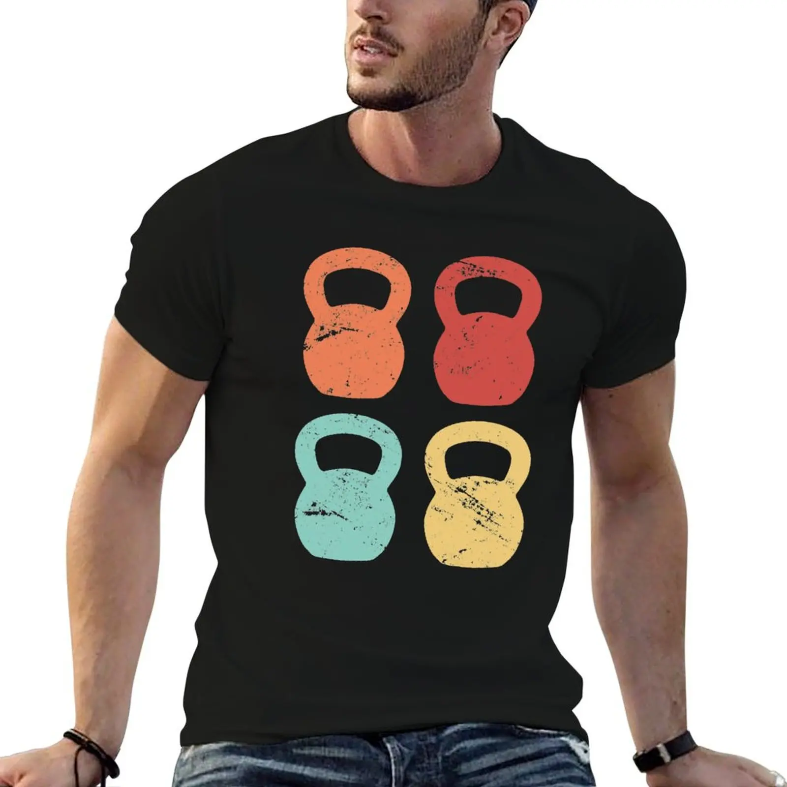 

for Kettlebells T-Shirt and Cool T-Shirt t Shirt, Abstract Fitness Art man shirt cotton Gym t shirt man