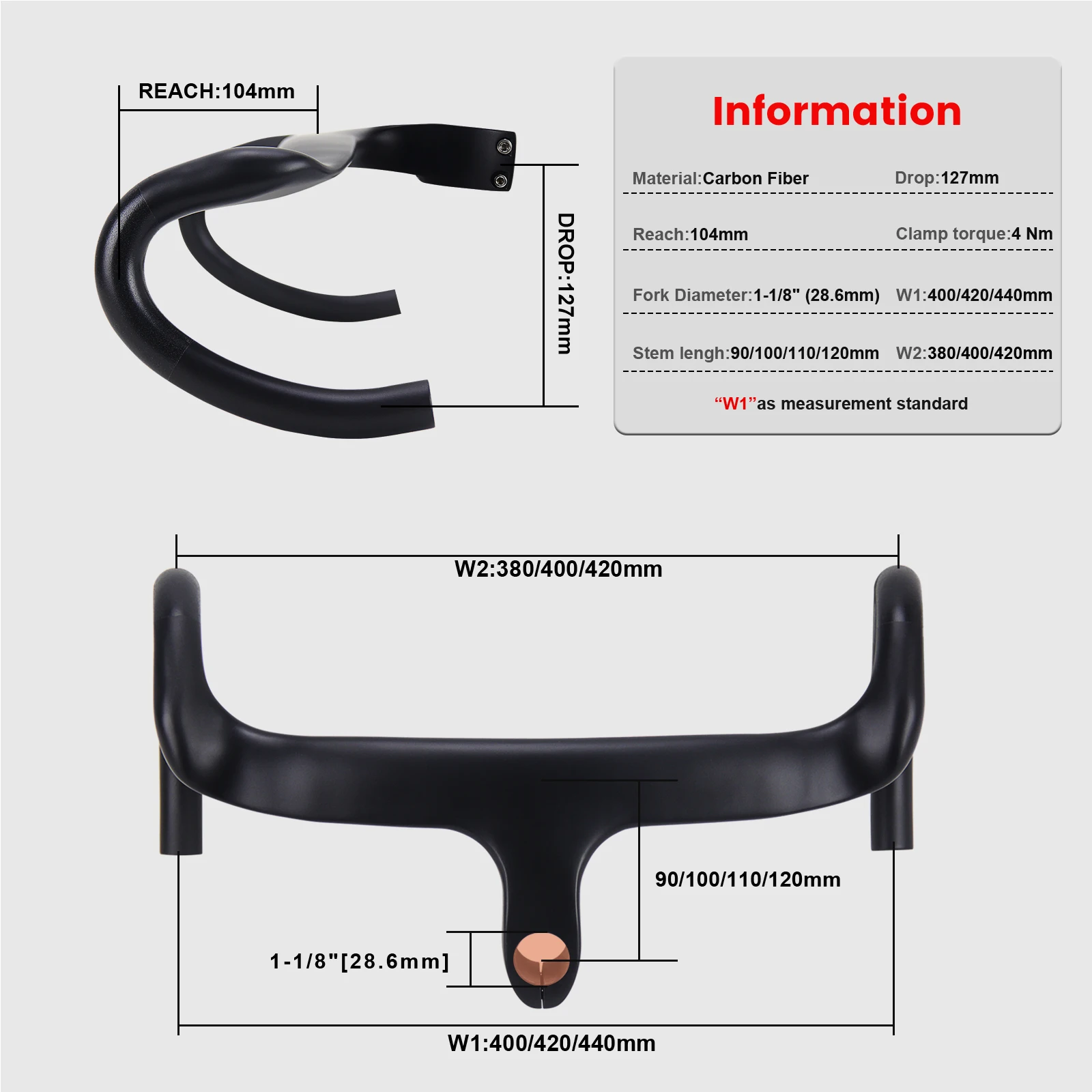 RXL SL 28.6mm Road Bike Carbon Handlebar 400/420/440mm Integrated Wtih Stem Handlebar For Bicycle UD Matte Drop Handle Bar