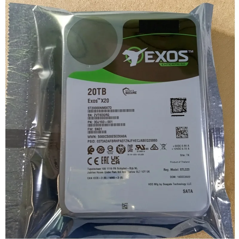 NEW 20TB/18TB/16TB/14TB HDD Exos X20 ST20000NM007D 7200 RPM SATA 6Gb/s 256MB Cache 3.5-Inch Enterprise Server PC