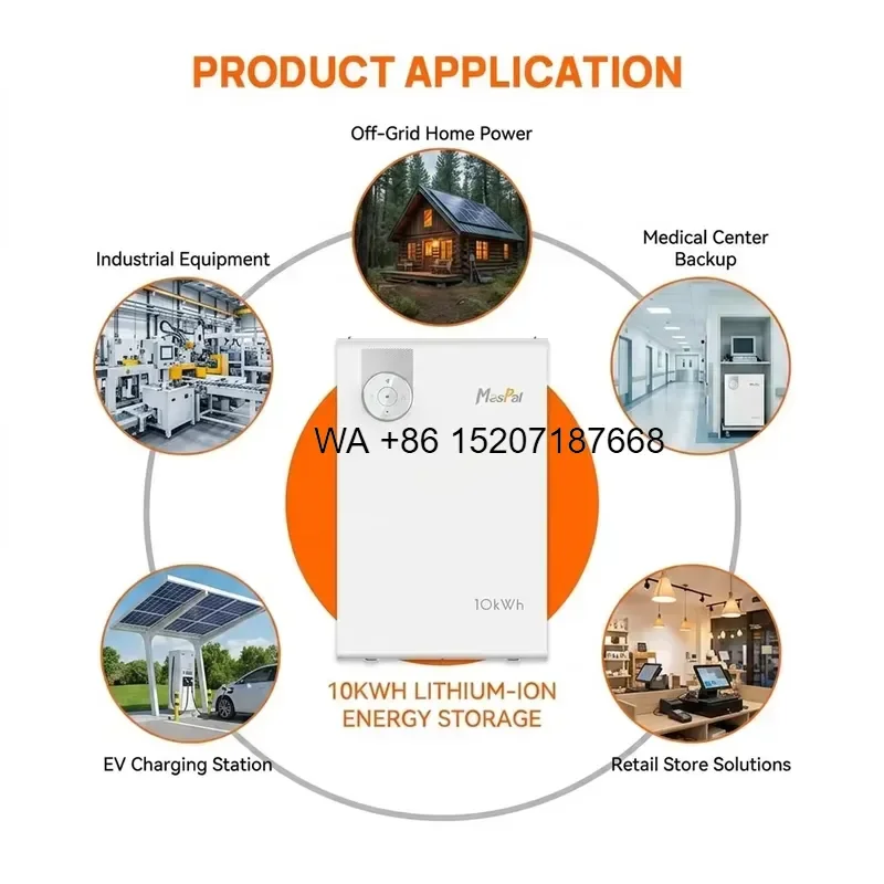 Wmwmnu 5kWh 10kWh 51.2V 100Ah Wall Mounted LiFePO4 Hybrid Grid Solar Battery Storage System CAN for Energy Storage