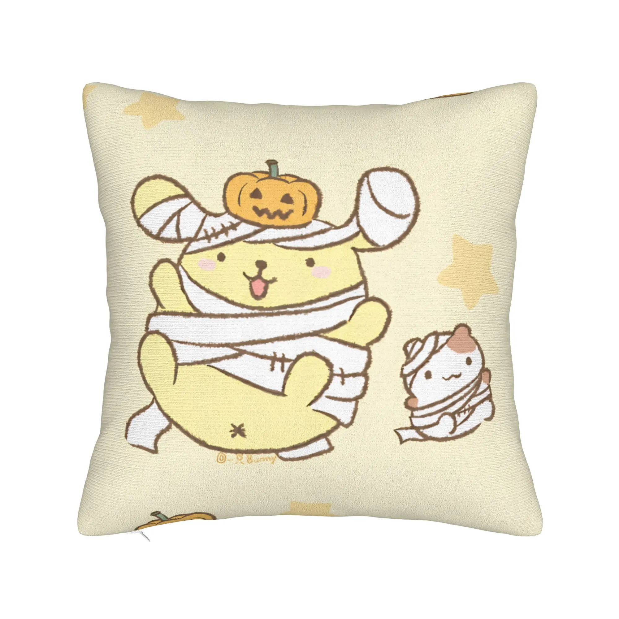 Pompompurins Halloween Pillowcase Printing Fabric Cushion Cover Gift  Throw Pillow Case Cover Home Zippered 40X40cm