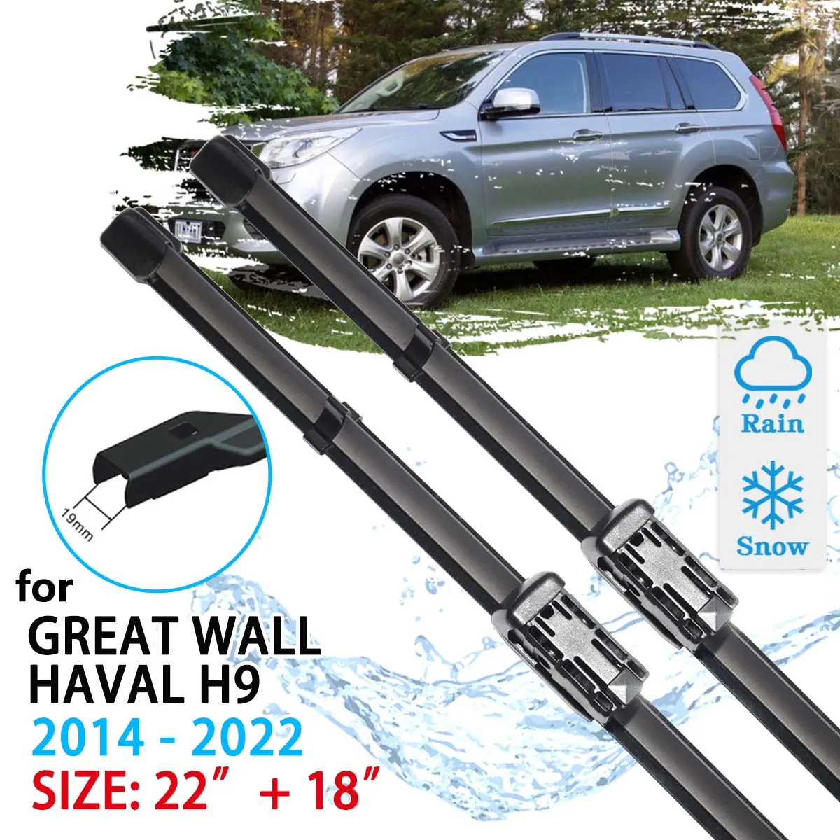 Car Front Wiper Blade For Great Wall Haval H9 2014~2022 Windscreen Windshield Accessories Window 2021 2020 2019 2018 2017 2016