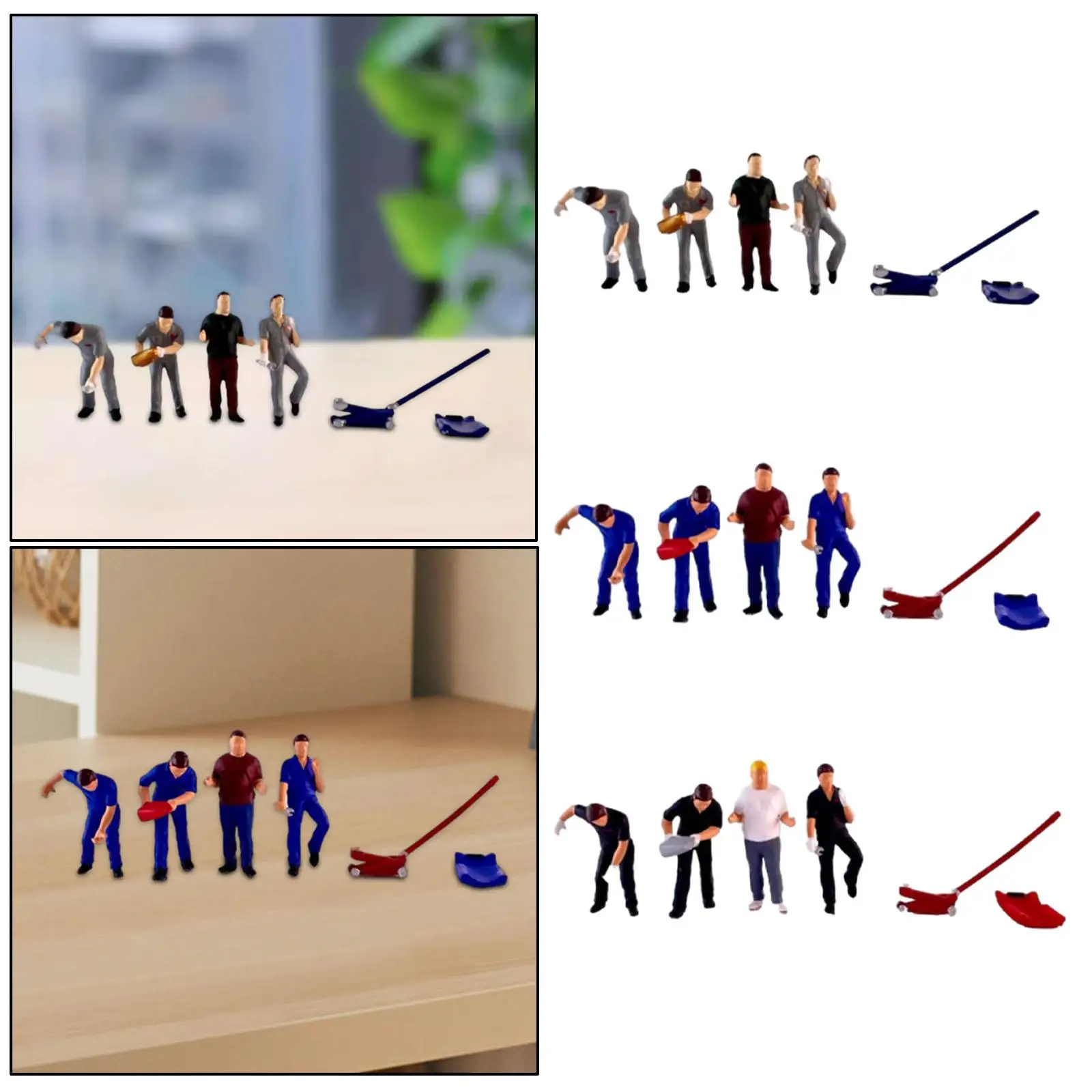 Figurines de Diorama Peintes pour Courses, Accessoires de Maison, Ensembles de Chemins de Fer, 4 Pièces, 1/64