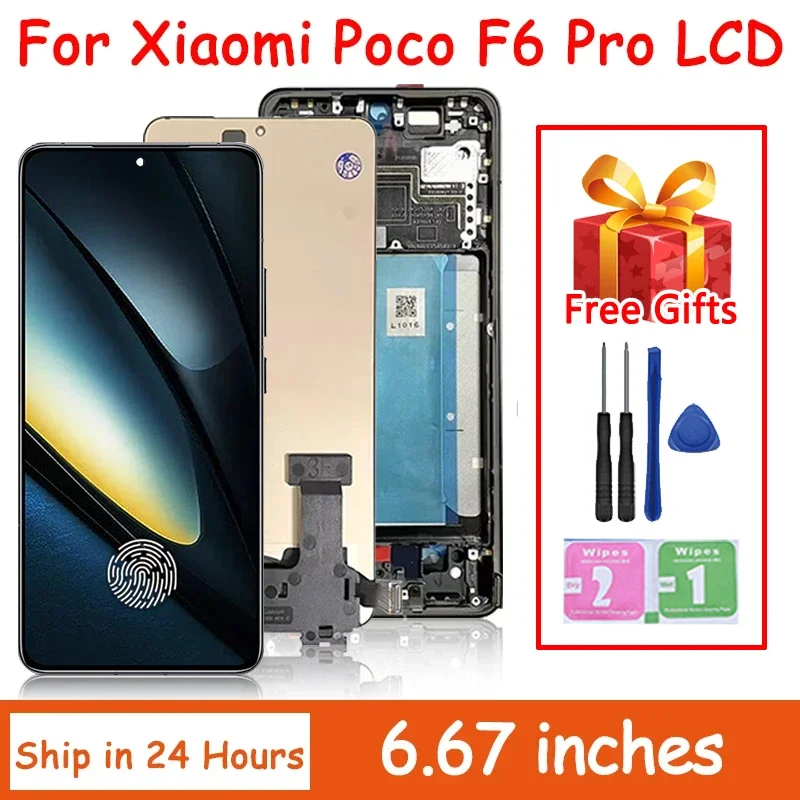 

CANBOUN 6,67 "AMOLED 120 Гц ЖК-дисплей для Xiaomi Poco F6 Pro 23113RKC6G ЖК-дисплей с сенсорной панелью, дигитайзер экрана в сборе, замена Pa