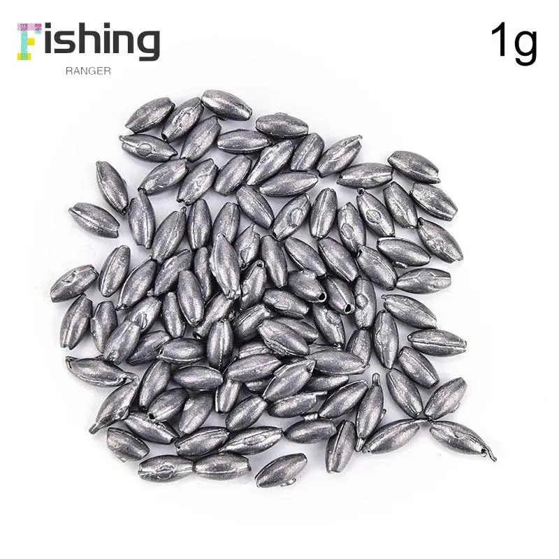 100pcs 1g olive shape lead sinkers pure lead making fishing sinker