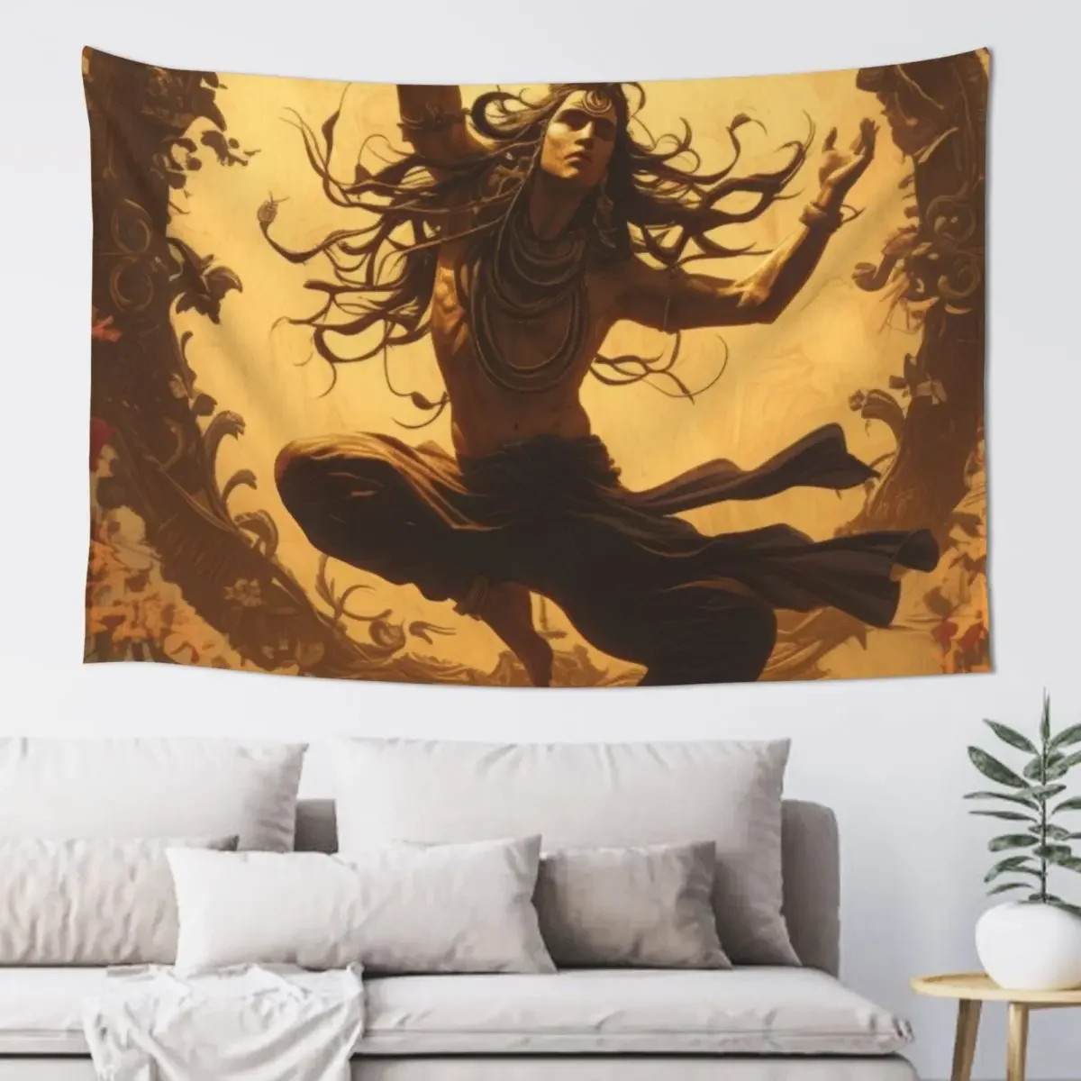 

Lord Shiva dancing wall art hindu god gift idea Tapestry Decoration For Bedroom Bathroom Decor Wallpapers Home Decor Tapestry