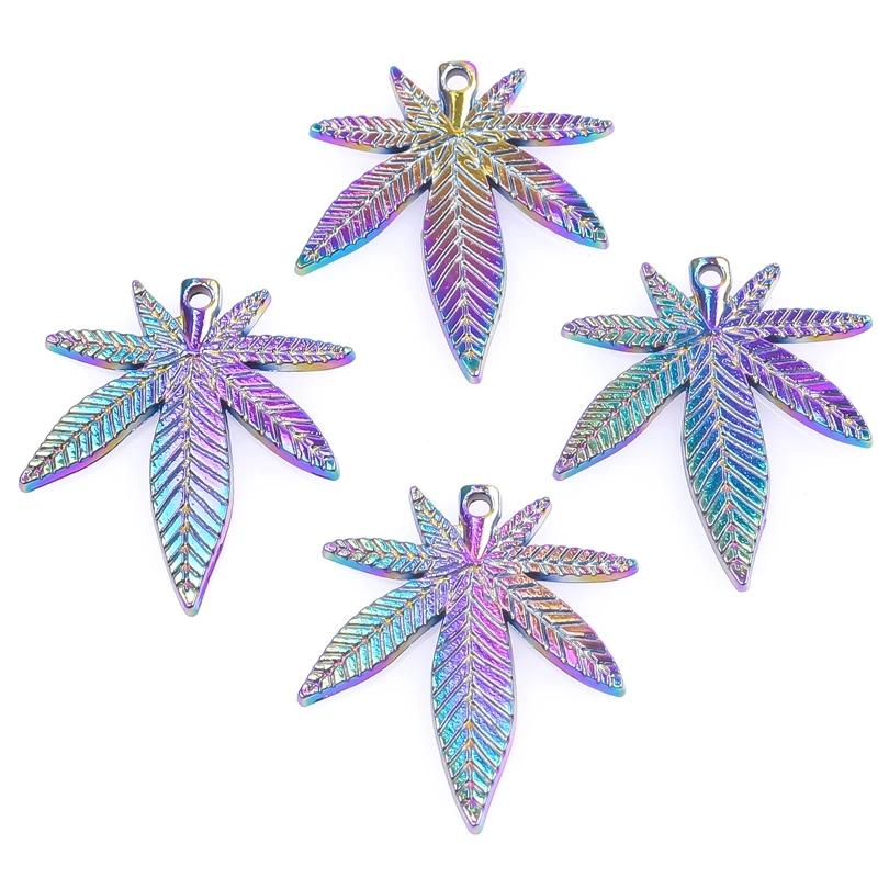 

20pcs/Lot Charms Maple Leaves Rainbow Color Pendants For Jewelry Making Women Men DIY Creative Necklace Earrings Handmade Craft