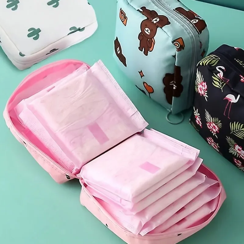  Zero Wallet Sanitary Napkin Storage Bag Portable Mini Simple Cartoon Cute Large Capacity Sanitary Cotton Portable Storage Bag