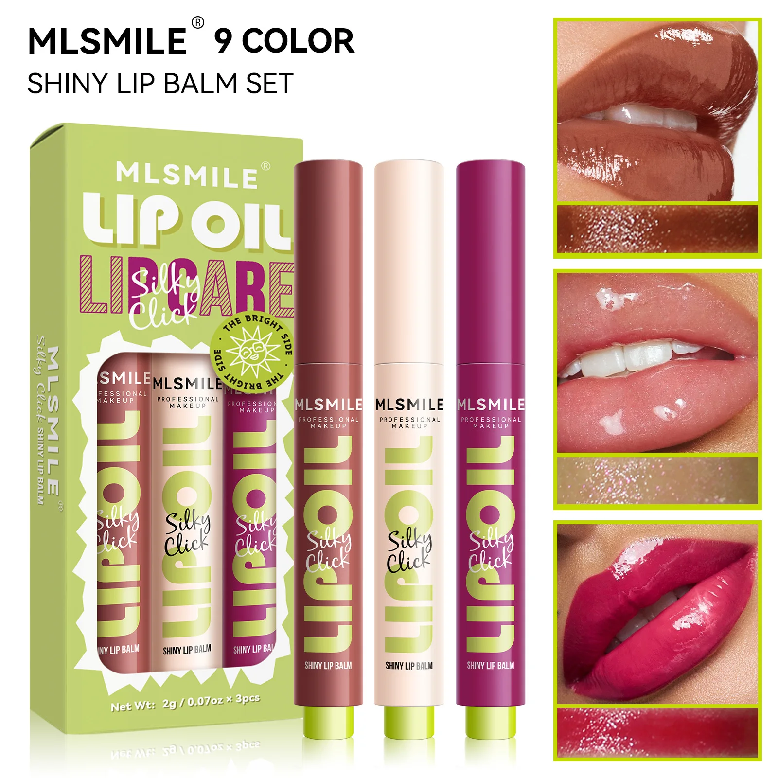 MLSMILE 3pcs/set Press Lipstick Solid Lip Gloss Long-lasting Easy Color Moisturizing Lip Gloss Pearl Mirror Lip Gloss image 2