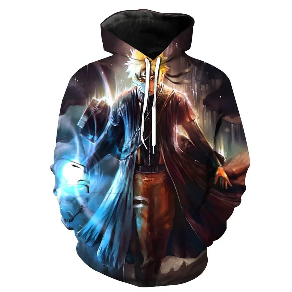 Uzumaki Naruto Men's Hoodie Sasuke Kakashi Boys and Girls Hoodie 3D Print Pullover Anime New Men's Hoodie MINISO Men's Clothing