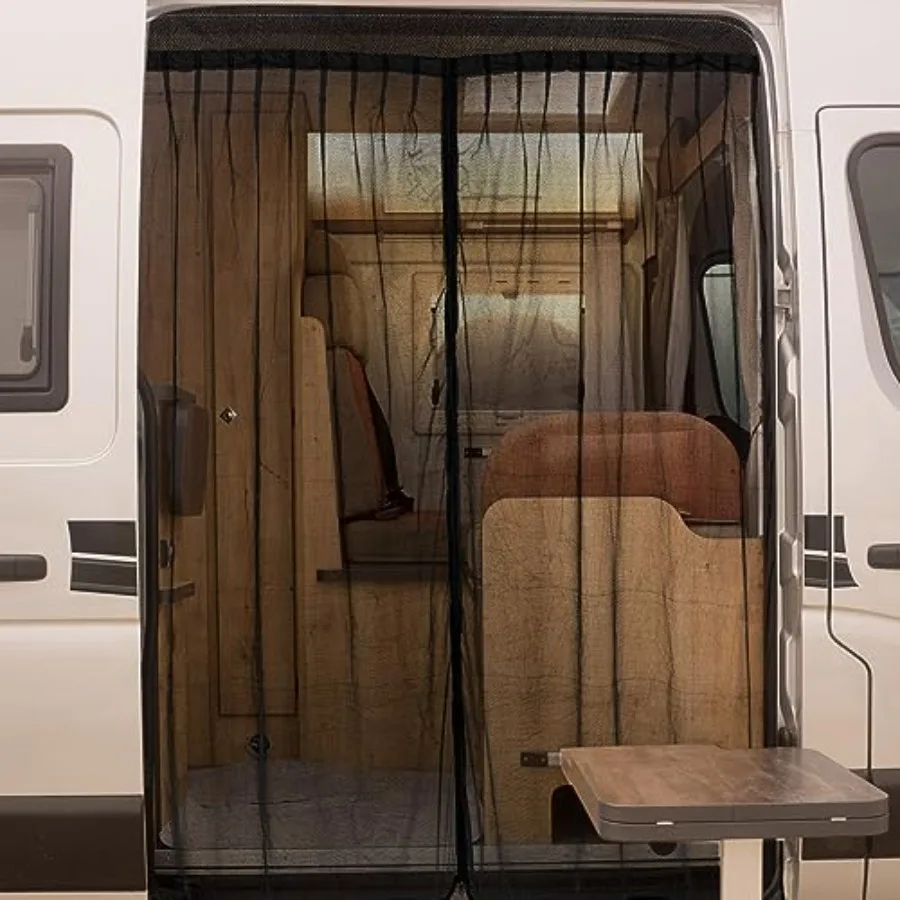 

Van Bug Screen Door for Campg Magnetic Mosquito Net for High Roof Van Breathable RV Screen with Center Zipper Privacy Protectio