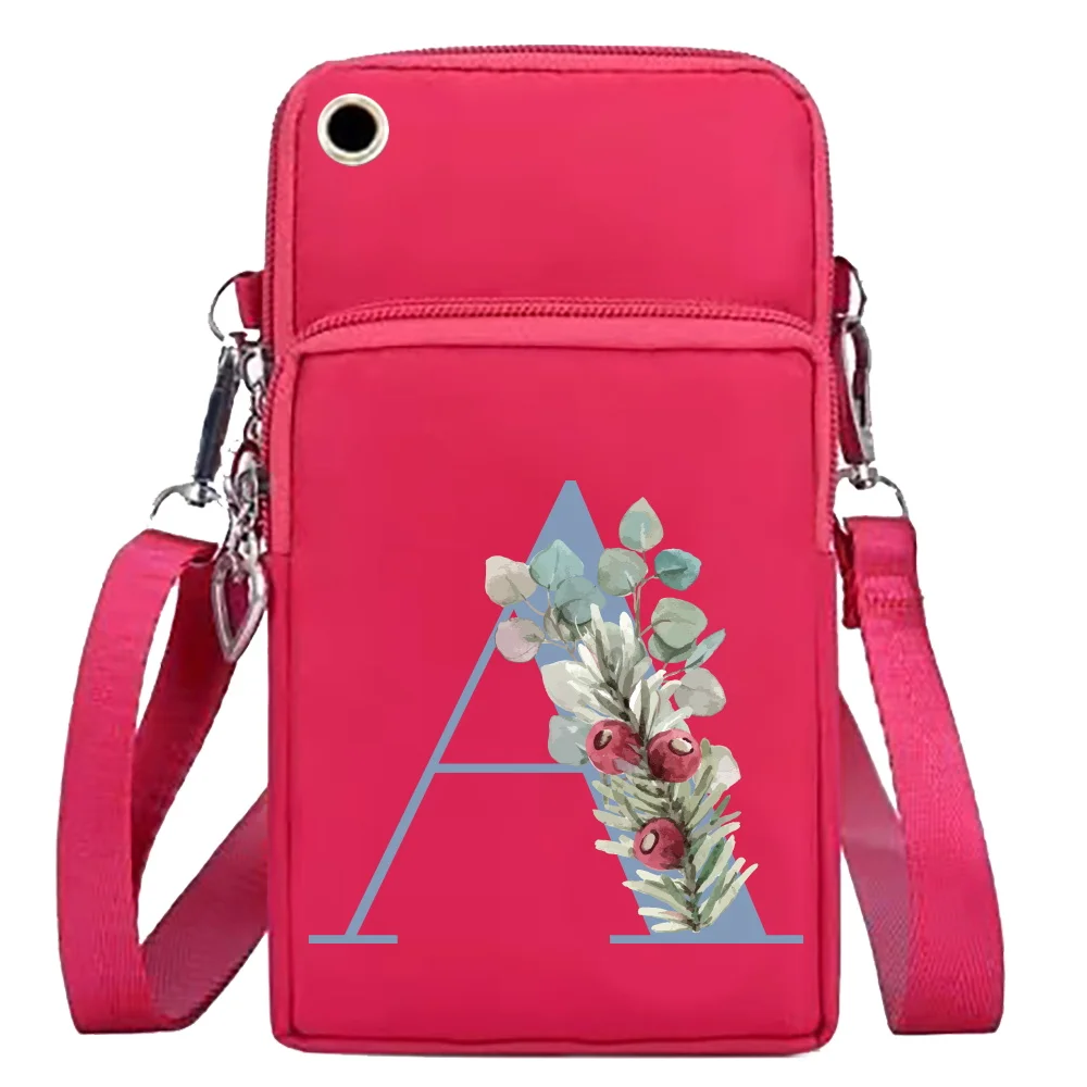 Mobile Phone Bag Wallets Women Crossbody Bags Wrist Pack Blue Letter Print Organizer for Apple/Huawei/Xiaomi Cell Phone Packet