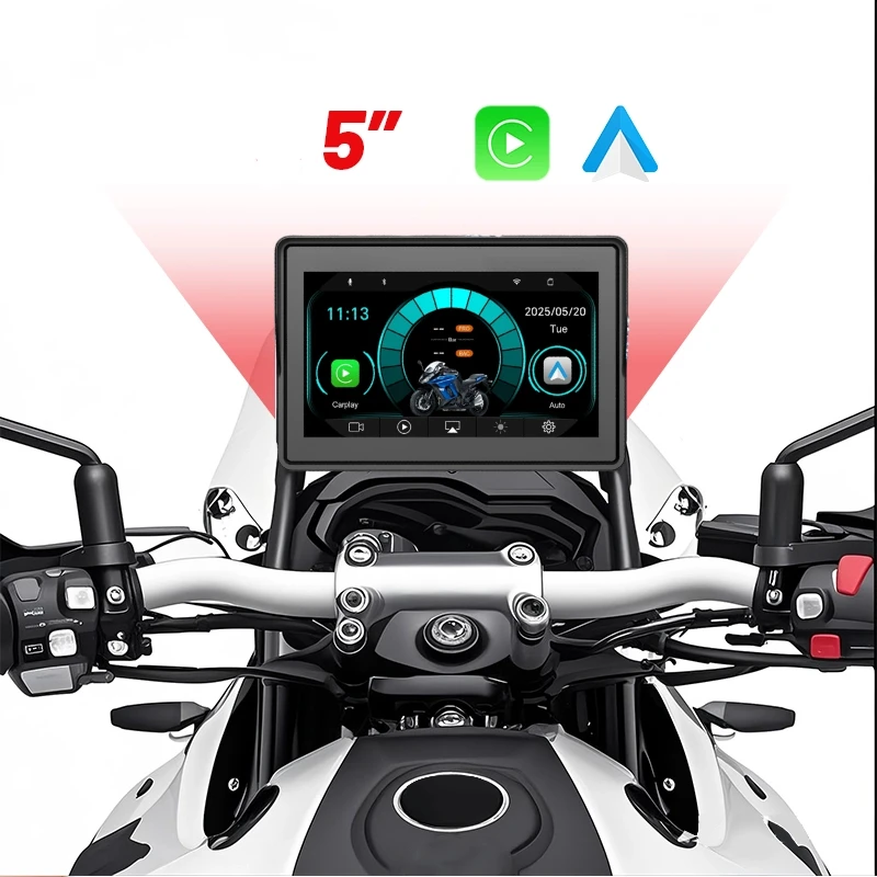 New 5-inch Motorcycle Global Positioning System Navigation Screen with CarPlay and Android Car for 5.0 IP67 waterproof