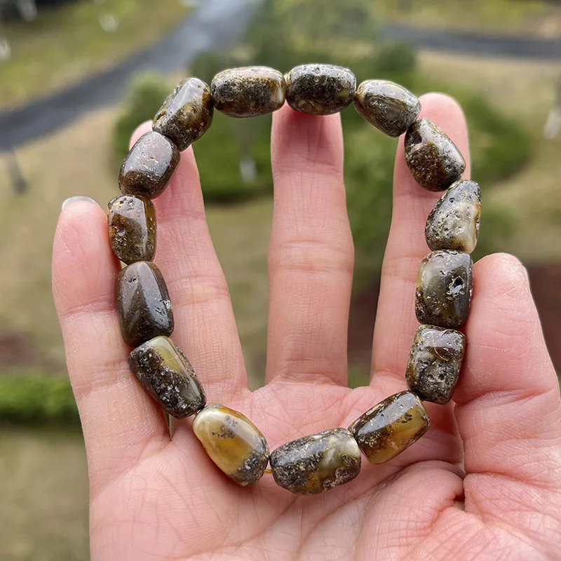 Original Amber Bracelets for Unisex New Genuine Irregular Beads Natural Black Medical Green Healing Jewelry Factory Unique Gift