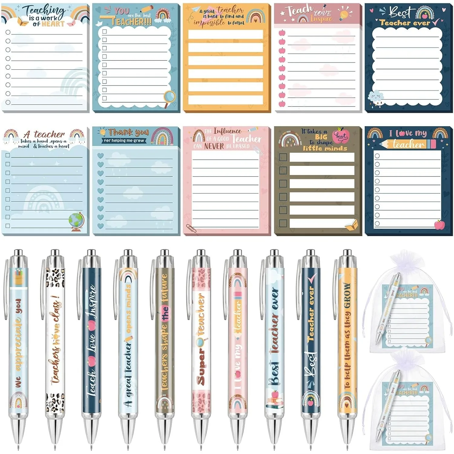 

60 Pcs Teacher Appreciation Gifts Set with Sticky Notes and Pens for Classroom Supplies
