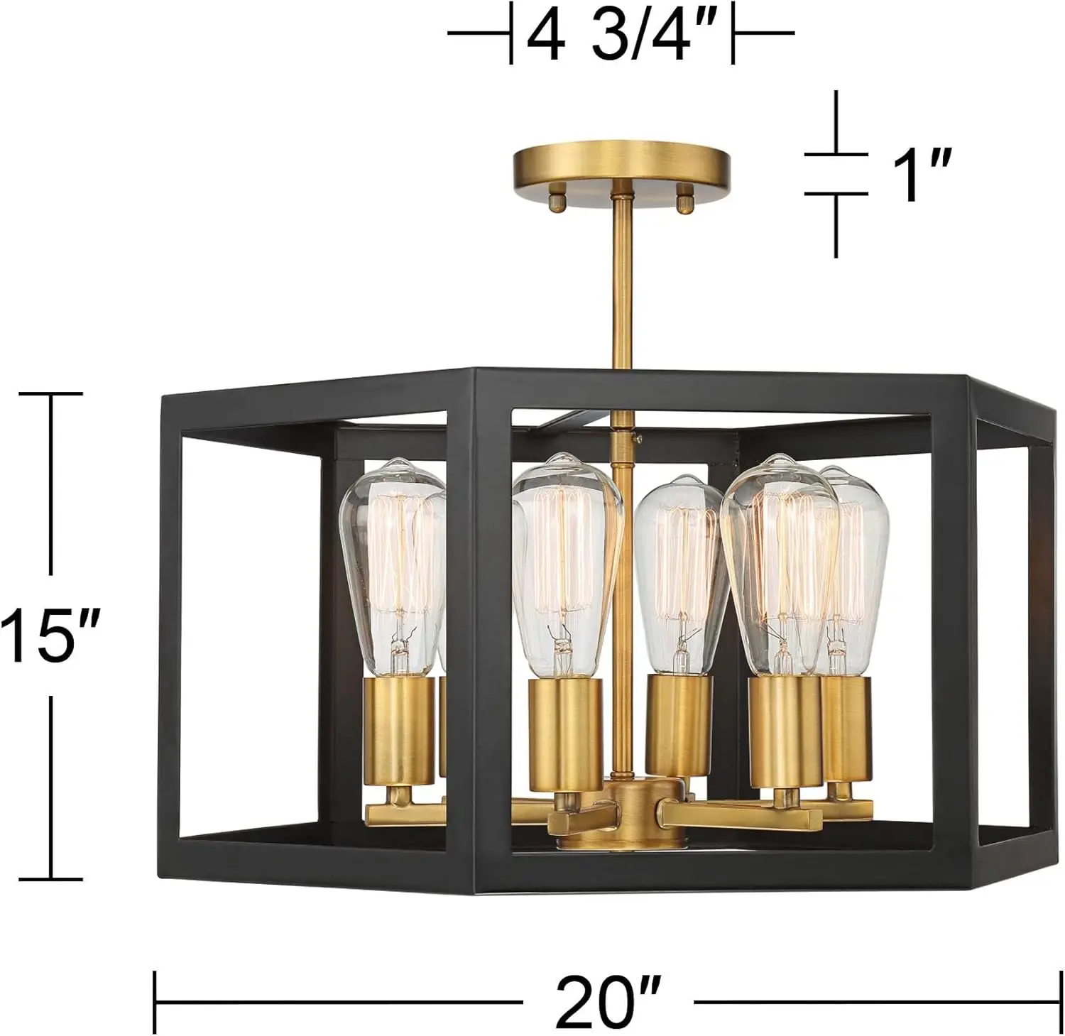 Possini Euro Design Beni Industrial Rustic Farmhouse Ceiling Light Semi Flush-Mount Fixture 20" Wide Antique Bronze Gold 6 Open