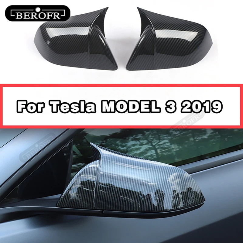 2pcs/set Car Horns Rearview Mirror Cover For Tesla MODEL 3 2019 Left Hand Drive Mirror Cover