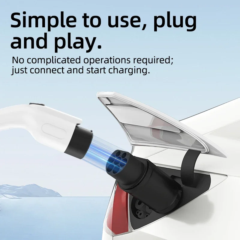 Electric Vehicle Charging Connector Type 2 to Type 1 J1772 Adapter EVSE Charger Compatible with Tesla GBT EV Adaptor