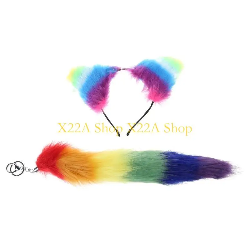 

Уникальная повязка на голову с кошачьими ушками и подвеска на хвост для украшения сумки и рюкзака для любителей косплея