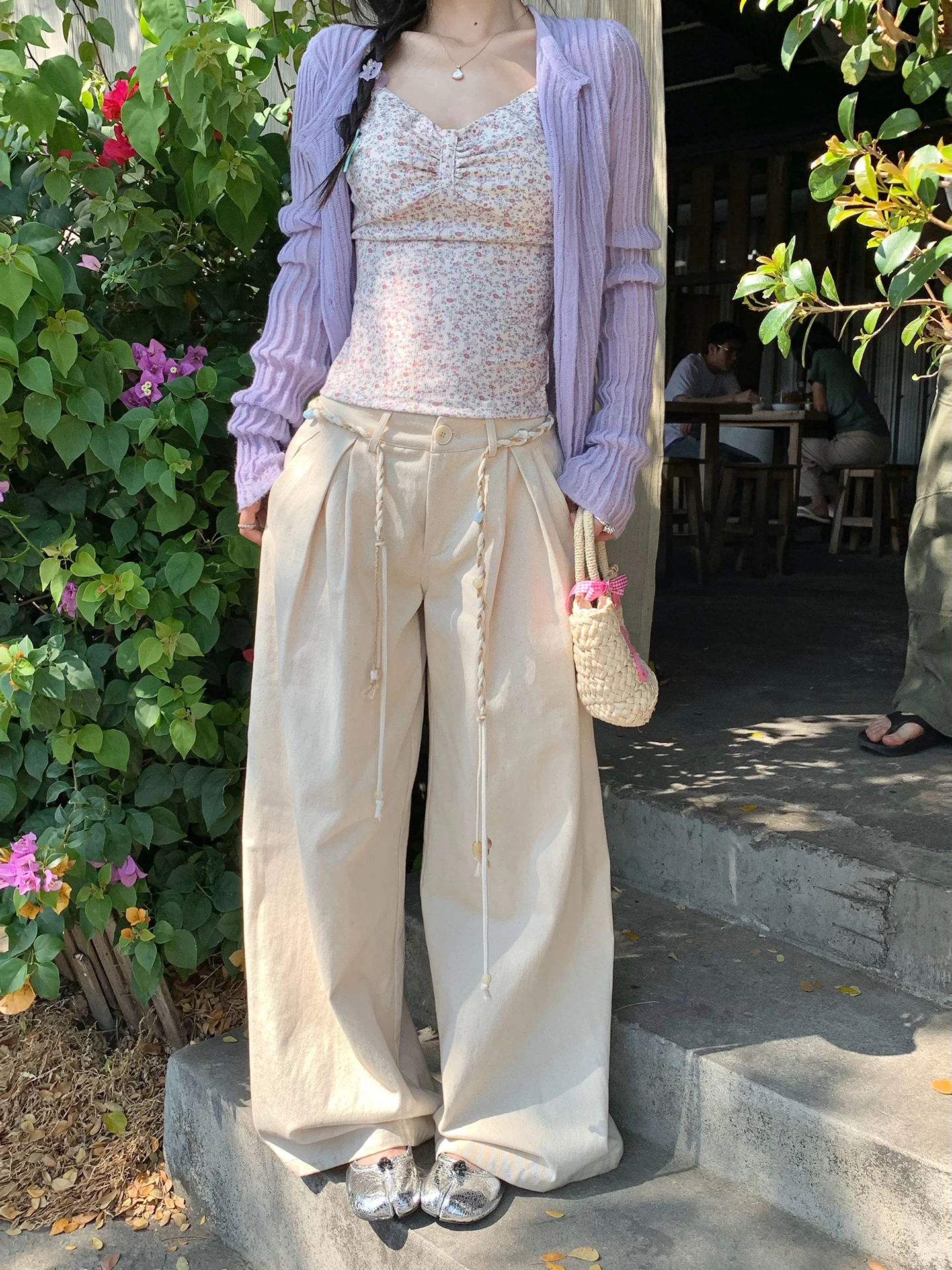 

Loose Casual Pants Women Summer Low Waist Wide Leg Pants Draped Straight Leg Trousers Small Size Long Pants Comfortable Cotton